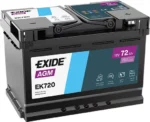Akkumulátor Exide AGM EK720 12V 72Ah 760A jobb+ 278*175*190