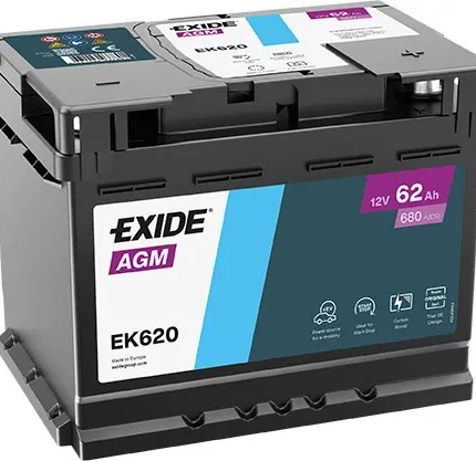 Akkumulátor EXIDE Start Stop Plus AGM EK620 12V 62Ah 680A jobb+ 242*175*190